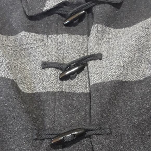 Old Navy Womens Sz L Gray Lined Wool Blend Full Zip Toggle Buttons Hooded Coat - Picture 5 of 13